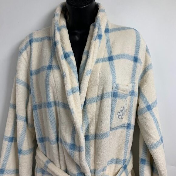 Ralph‎ Lauren Men's Plush Plaid Mid Length Front Tie Bathrobe Size S - Picture 4 of 14